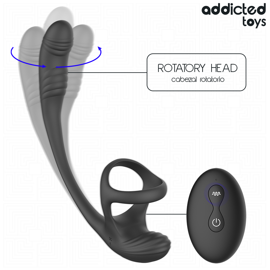 ADDICTED TOYS — Plug Anal com Vibração, Oscilação 360º e Estimulador de Testículos