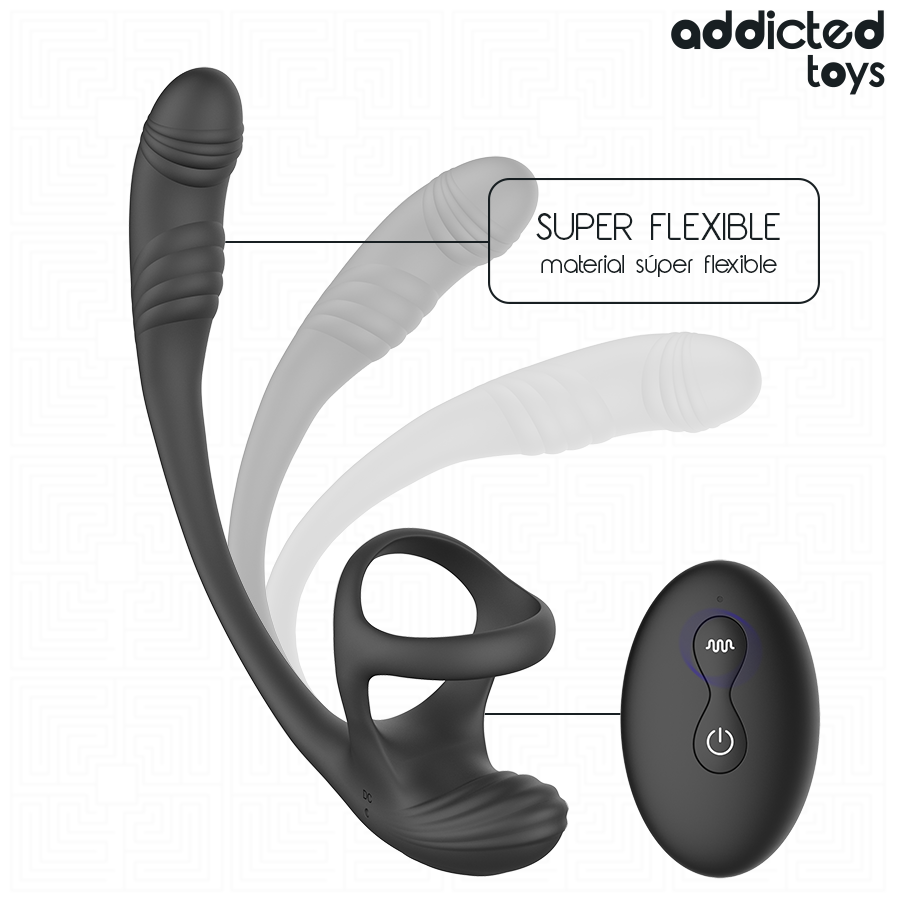 ADDICTED TOYS — Plug Anal com Vibração, Oscilação 360º e Estimulador de Testículos