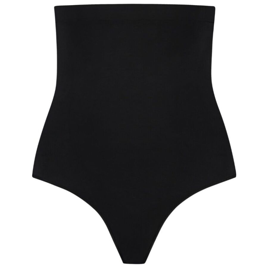 BYE-BRA - CALCINHA FIO DENTAL DE CINTURA ALTA SEM COSTURA COM TOQUE SUAVE, PRETA, TAMANHO XXL