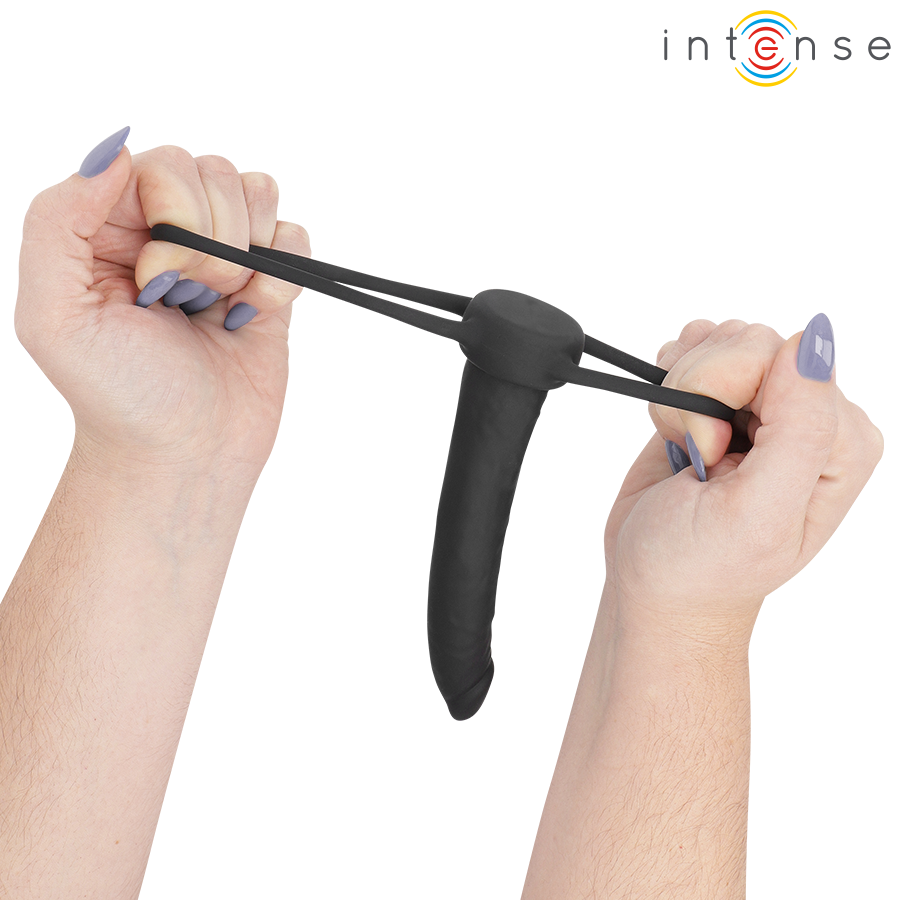 INTENSE - LUCAS DILDO ANAL COM ANEL DE SILICONE PARA PÊNIS E TESTÍCULOS