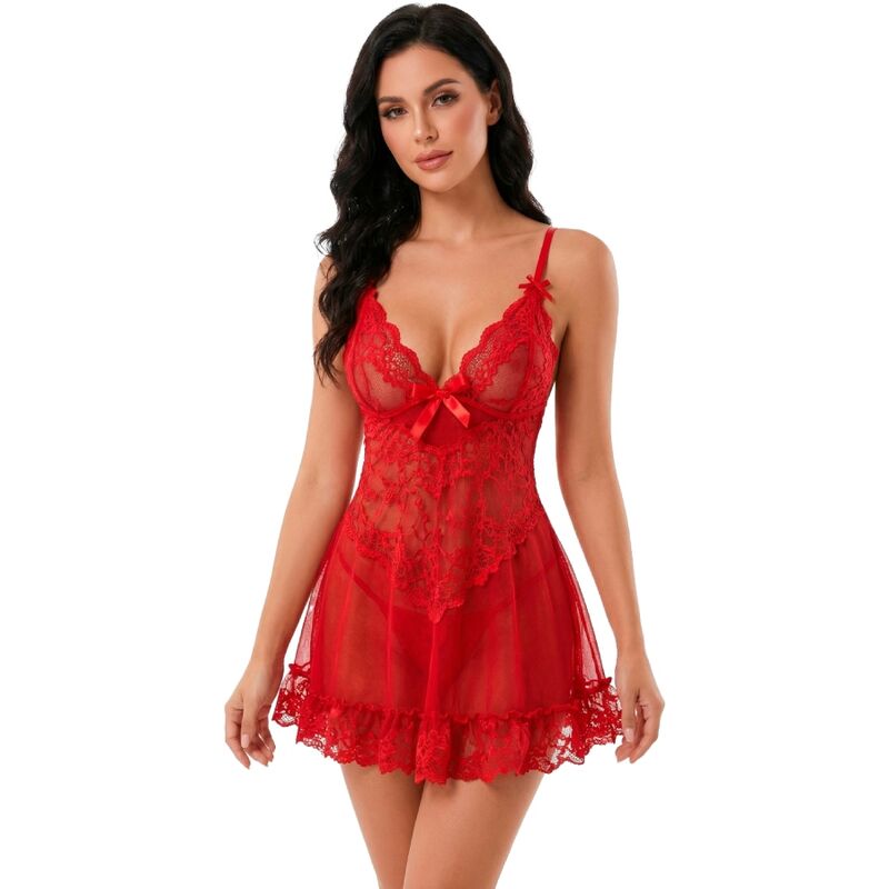 LIVCO CORSETTI FASHION - CONJUNTO NUIT CAMISETA + CALCINHA VERMELHA 2028 P/M