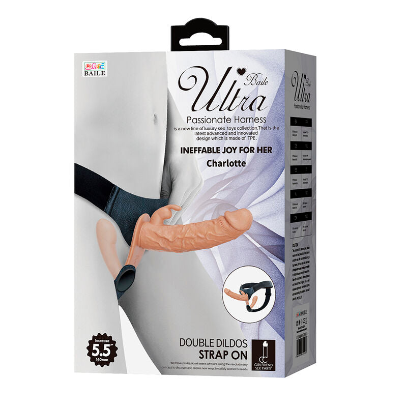 BAILE - CHARLOTTE HOLLOW DUPLA PENETRAÇÃO STRAP-ON CARNE