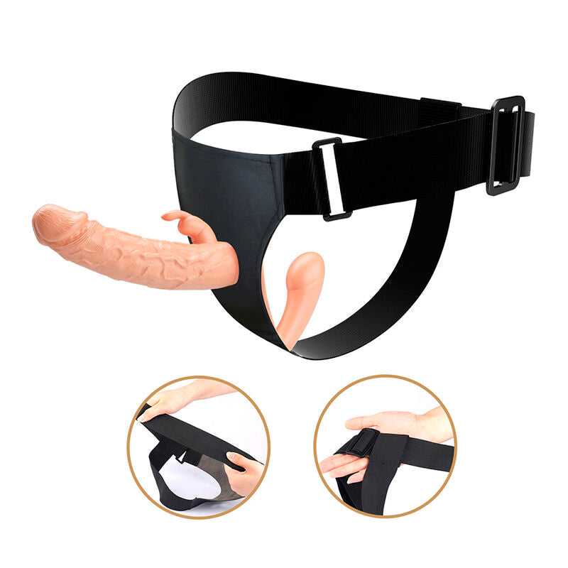 BAILE - CHARLOTTE HOLLOW DUPLA PENETRAÇÃO STRAP-ON CARNE