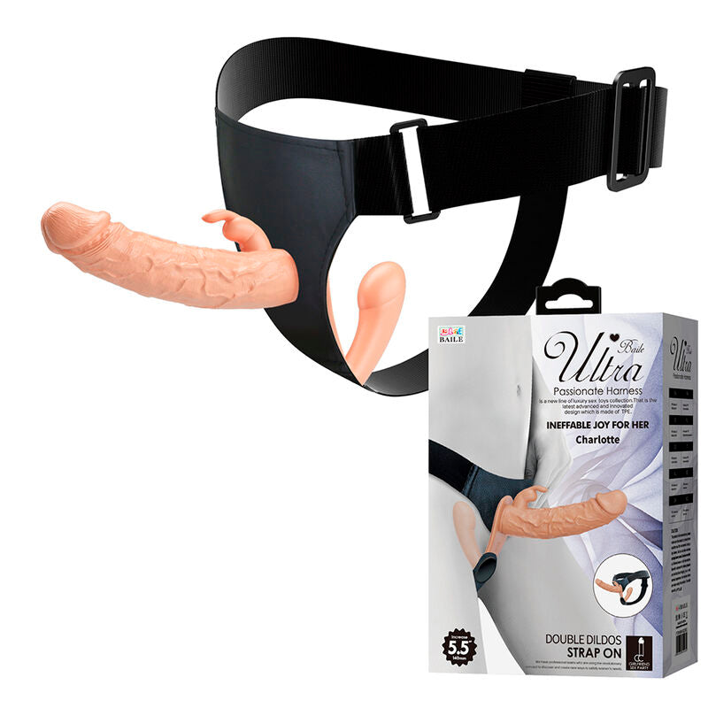 BAILE - CHARLOTTE HOLLOW DUPLA PENETRAÇÃO STRAP-ON CARNE