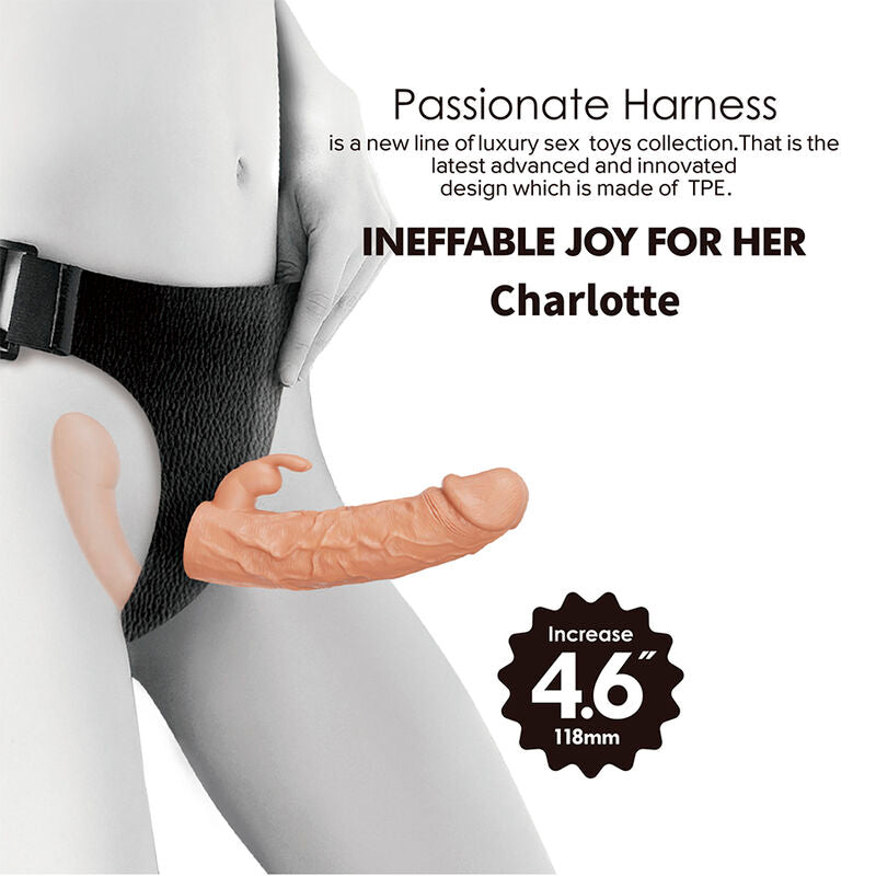 BAILE - CHARLOTTE HOLLOW DUPLA PENETRAÇÃO STRAP-ON CARNE
