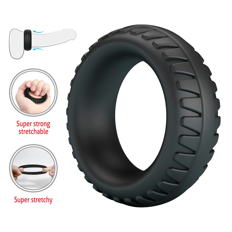 CRAZY BULL - ANEL PENIANO DE SILICONE TEXTURIZADO MERRITT PRETO