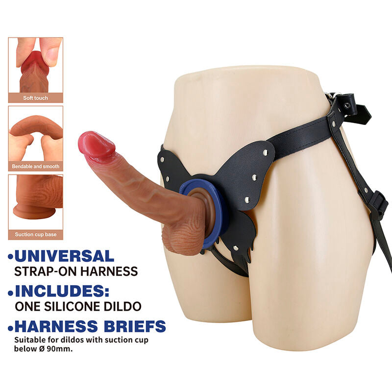 PRETTY LOVE - ARNÊS YETI COM DILDO DE VENTOSA EM FORMATO DE CARNE