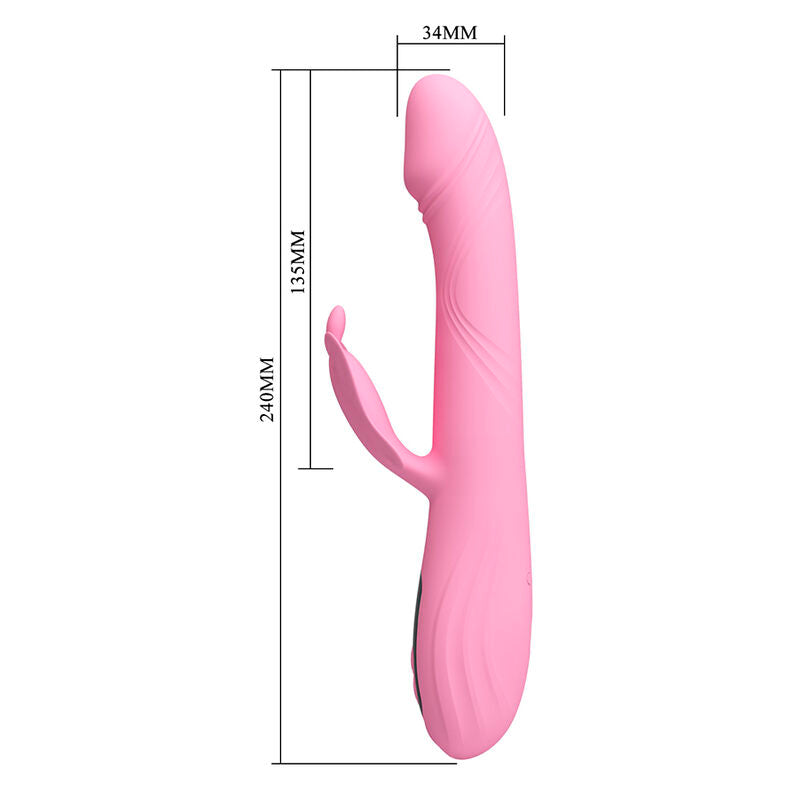 PRETTY LOVE - VIBRADOR BELLA RABBIT COM ESTIMULAÇÃO DE BORBOLETA E LED ROSA