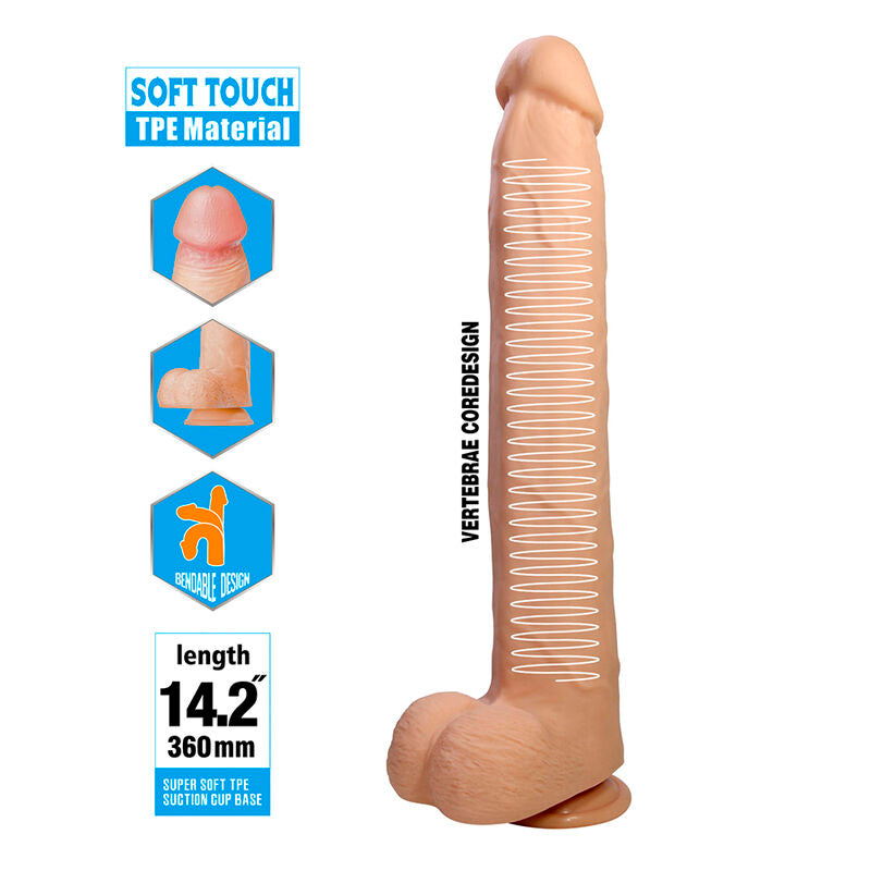 PRETTY LOVE - DANY DILDO FLEXÍVEL REALISTA COM VENTOSA 36 CM -Ø- 5,6 CM