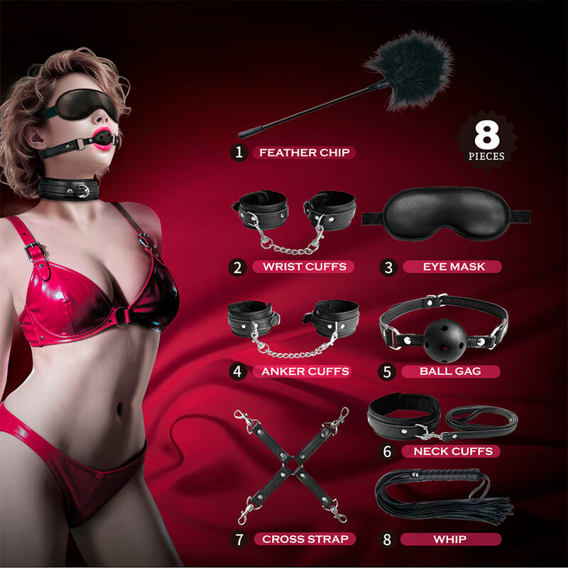 PRETTY LOVE - KIT BDSM DE 8 PEÇAS PRETO