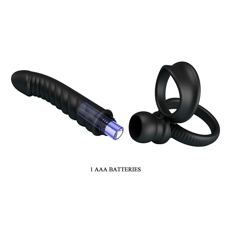 PRETTY LOVE - VIBRADOR ANAL MERRITT COM ANEL E VIBRAÇÃO PRETO