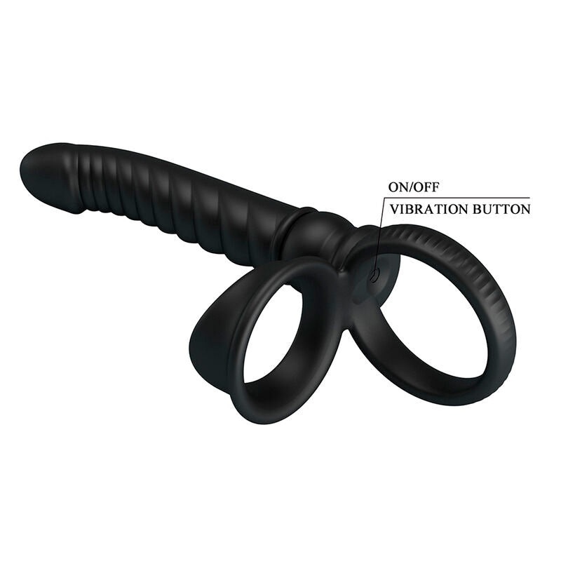 PRETTY LOVE - VIBRADOR ANAL MERRITT COM ANEL E VIBRAÇÃO PRETO