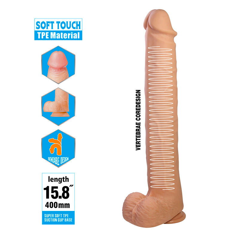 PRETTY LOVE - PAT DILDO FLEXÍVEL REALISTA COM VENTOSA 40 CM -Ø- 6 CM