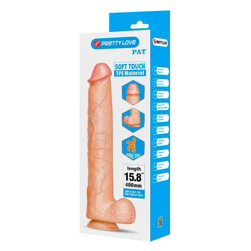 PRETTY LOVE - PAT DILDO FLEXÍVEL REALISTA COM VENTOSA 40 CM -Ø- 6 CM