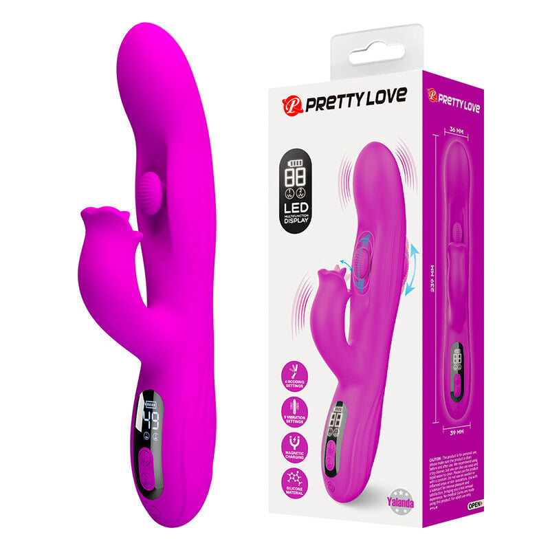 PRETTY LOVE - VIBRADOR OSCILATIVO YALANDA RABBIT COM DISPLAY DE LED ROXO