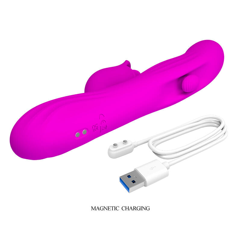 PRETTY LOVE - VIBRADOR OSCILATIVO YALANDA RABBIT COM DISPLAY DE LED ROXO