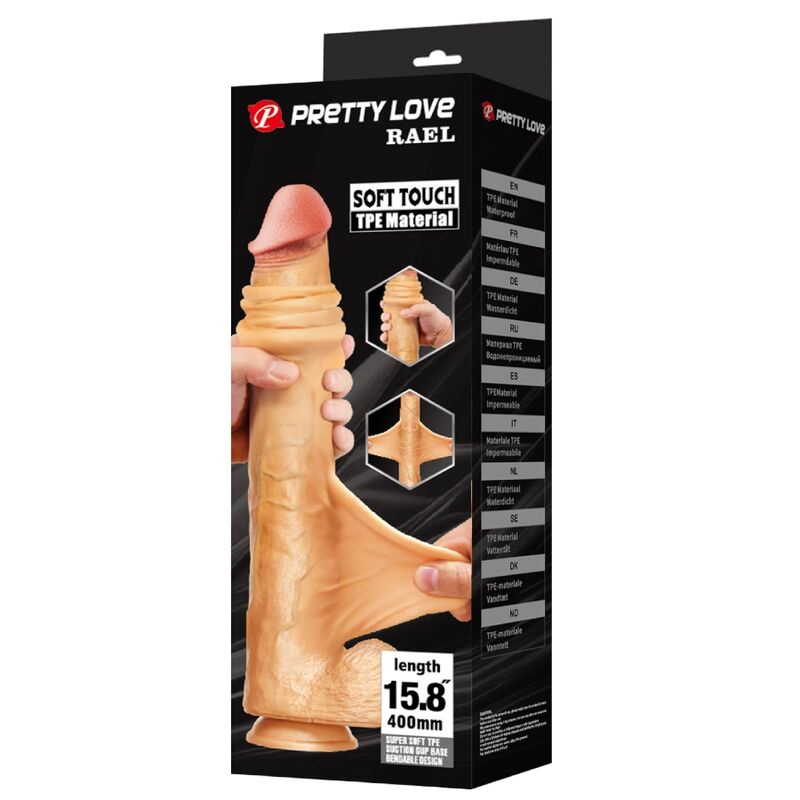PRETTY LOVE - RAEL DILDO FLEXÍVEL REALISTA COM VENTOSA 40 CM -Ø- 6 CM MARROM