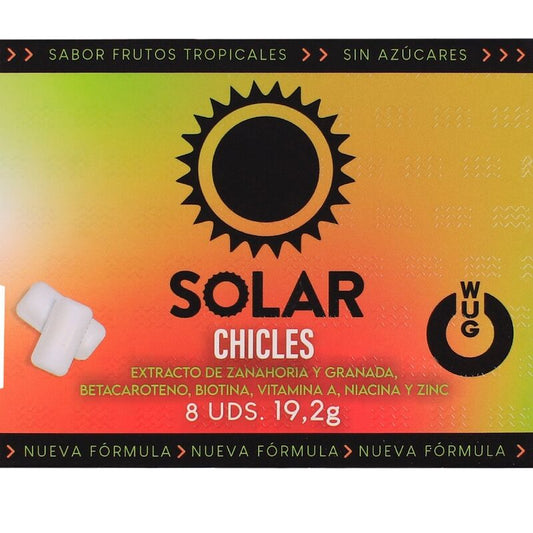 WUG Solar - A goma de mascar que prepara a sua pele para o sol. Cartela com 8 unidades.