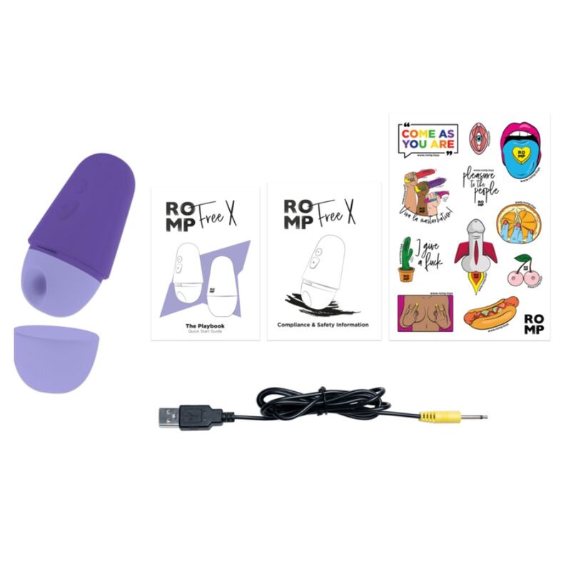 ROMP - FREE X Estimulador Clitoriano com Tampa, 10 Níveis, Recarregável, Roxo