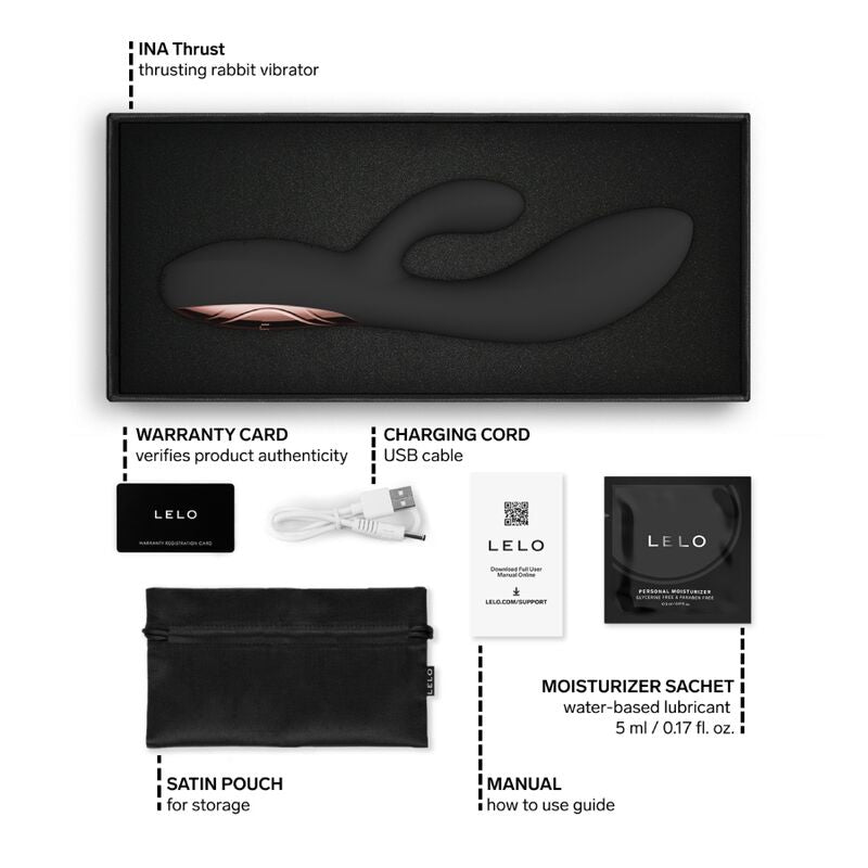 LELO - INA THRUST RABBIT VIBRADOR DE EMPURRAÇÃO PRETO