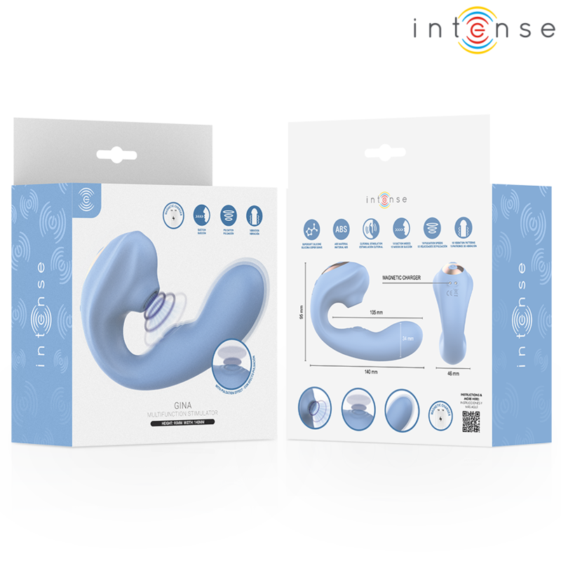 INTENSE - GINA - ESTIMULADOR CLITORIAL MULTIFUNCIONAL AZUL