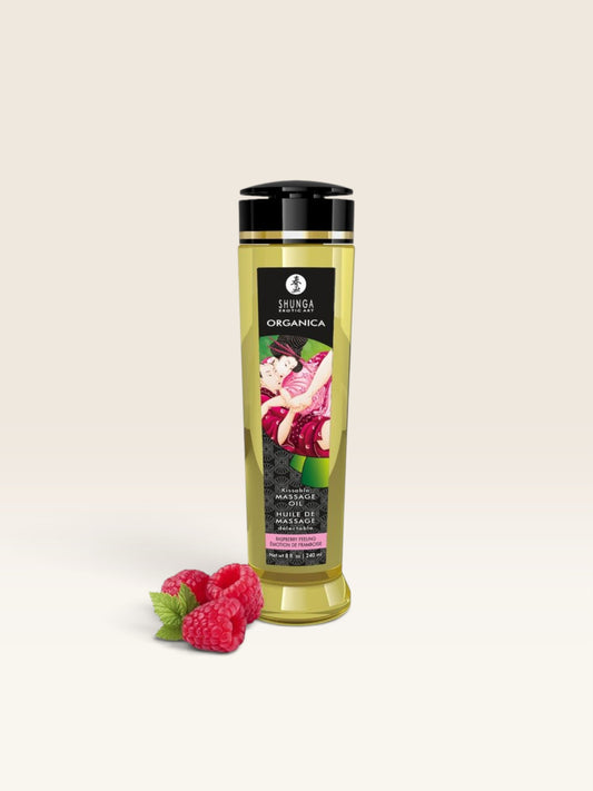 SHUNGA - ÓLEO DE MASSAGEM ORGÂNICO COM AROMA DE FRAMBOESA 240 ML