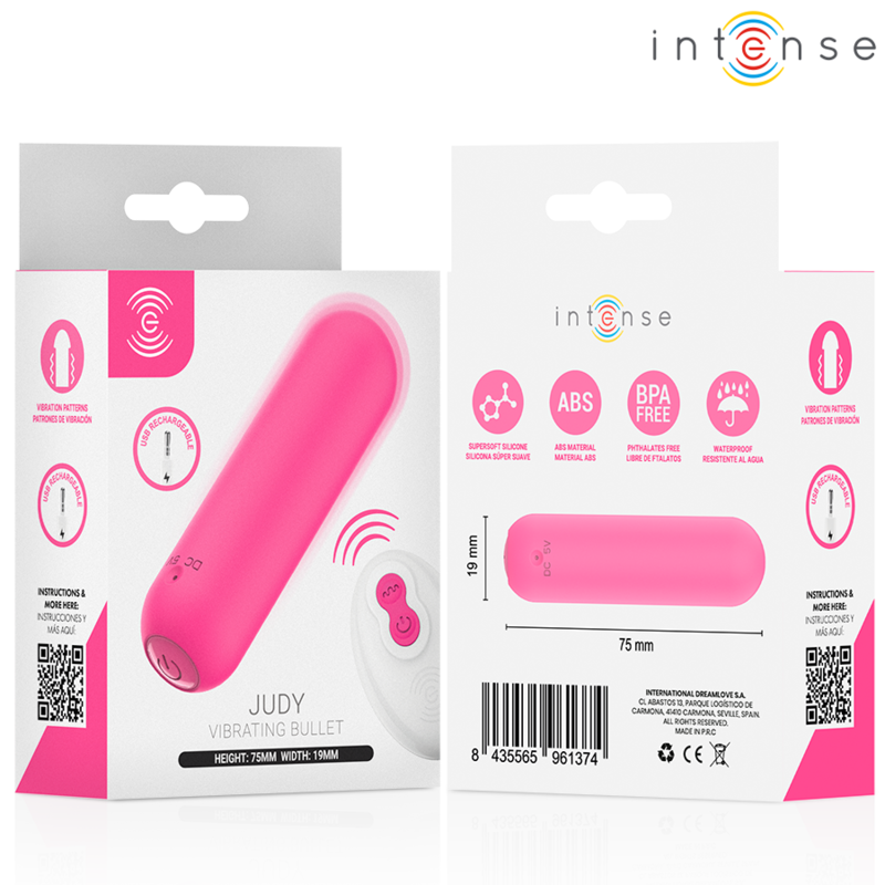 INTENSE - JUDY VIBRADOR BULLET RECARREGÁVEL COM CONTROLE REMOTO ROSA