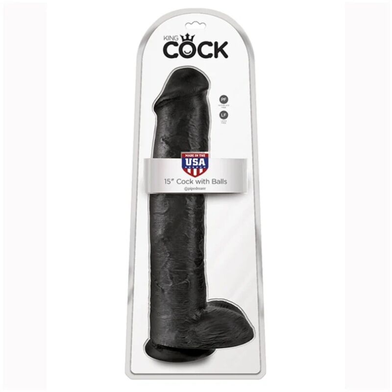 KING COCK - DILDO REALISTA COM TESTÍCULOS 38 CM PRETO