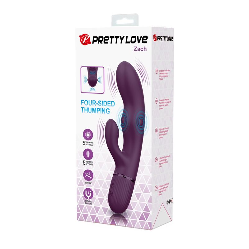 PRETTY LOVE - ZACH VIBRADOR COELHO RECARREGÁVEL COM 5+5 FUNÇÕES