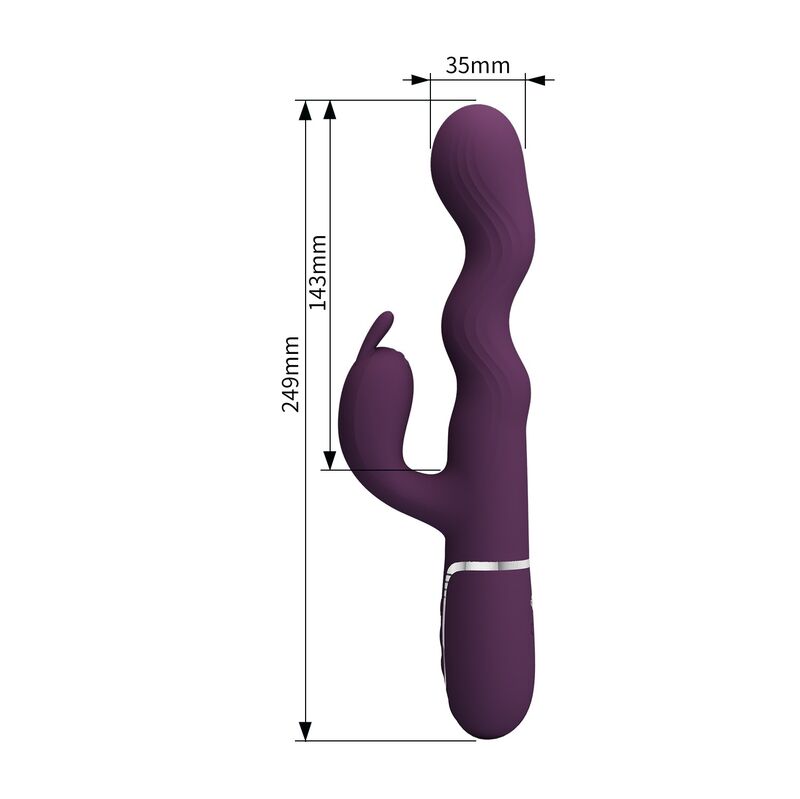 PRETTY LOVE - VIBRADOR LOURSEN RABBIT COM MOVIMENTO DE IMPULSO E 7 VIBRAÇÕES, RECARREGÁVEL VIA USB, ROXO