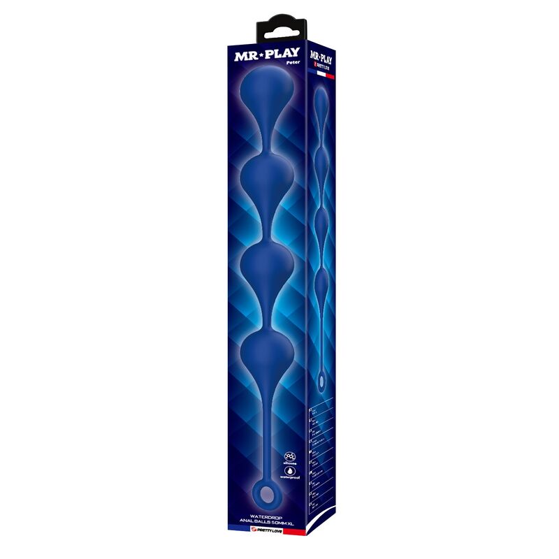 MR PLAY - BOLINHAS ANAL DE SILICONE AZUIS TAMANHO XL 52,5 CM