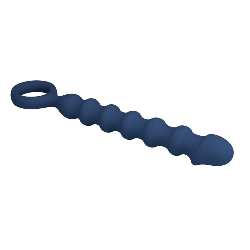 MR PLAY - BOLINHAS ANAL DE SILICONE AZUIS E PLUG ANAL - Ø - 3,4 CM - 28,5 CM
