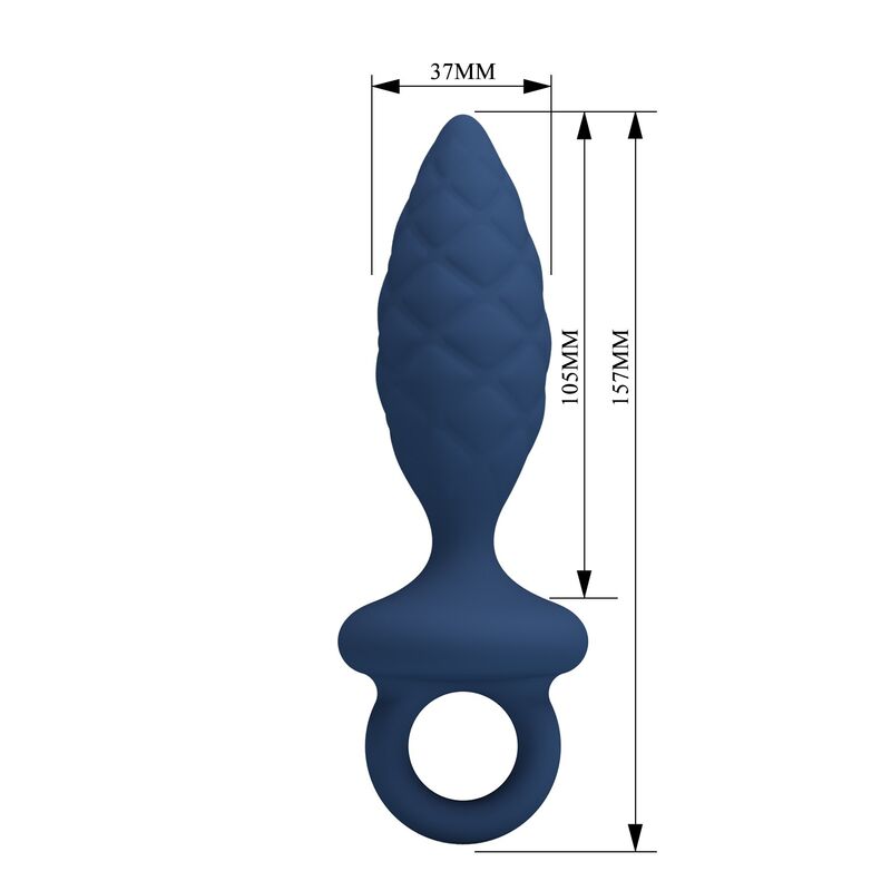 MR PLAY - PLUG ANAL TEXTURIZADO COM ANEL AZUL L