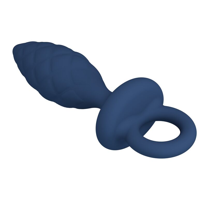 MR PLAY - PLUG ANAL TEXTURIZADO COM ANEL AZUL M