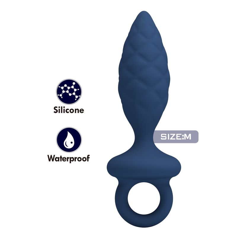 MR PLAY - PLUG ANAL TEXTURIZADO COM ANEL AZUL M