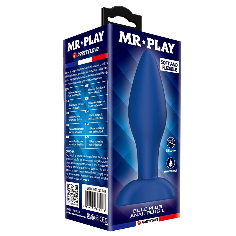 MR PLAY - PLUG ANAL DE SILICONE CÔNICO AZUL L