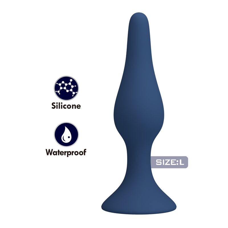 MR PLAY - PLUG ANAL DE SILICONE FINO AZUL L