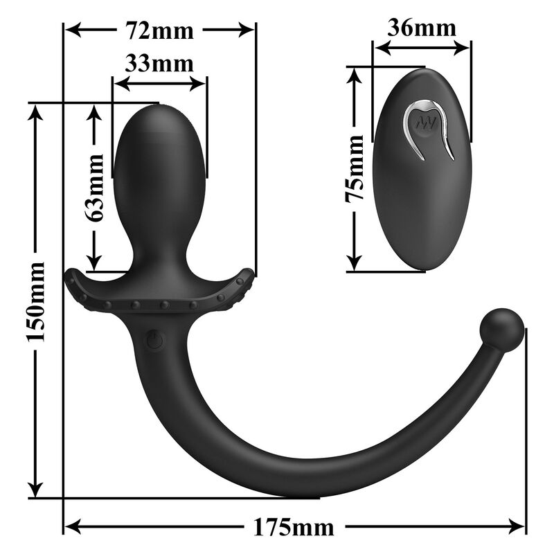 MR PLAY - VIBRADOR ANAL E PERÍNEO COM CONTROLE REMOTO SEM FIO, PRETO