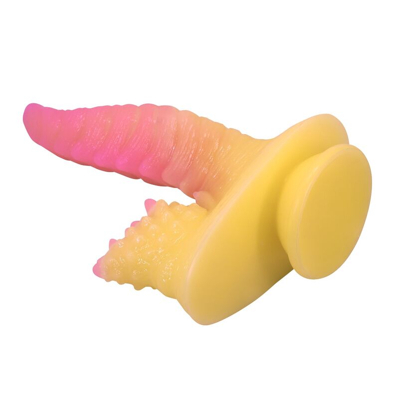 POWER MONSTERS - DILDO ONDULADO MONSTER FANTASY COM VENTOSA 22,5 CM Ø 5,5 CM ROSA E AMARELO