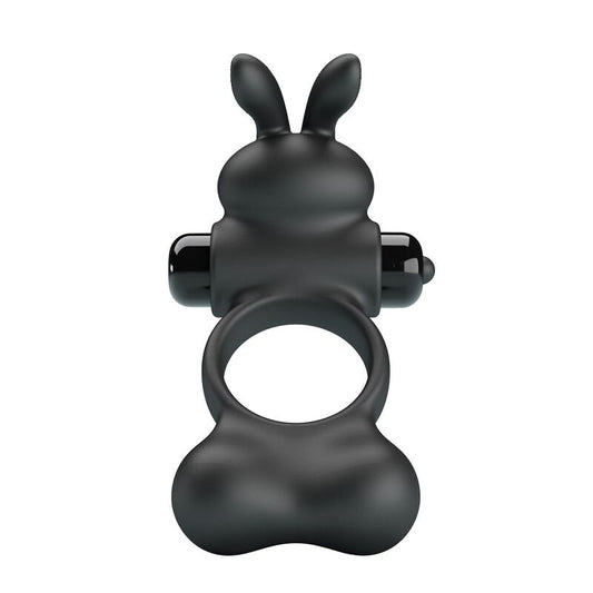 PRETTY LOVE - ANEL PENIANO VIBRATÓRIO COM ESTIMULADOR DE COELHINHO, 10 FUNÇÕES, PRETO
