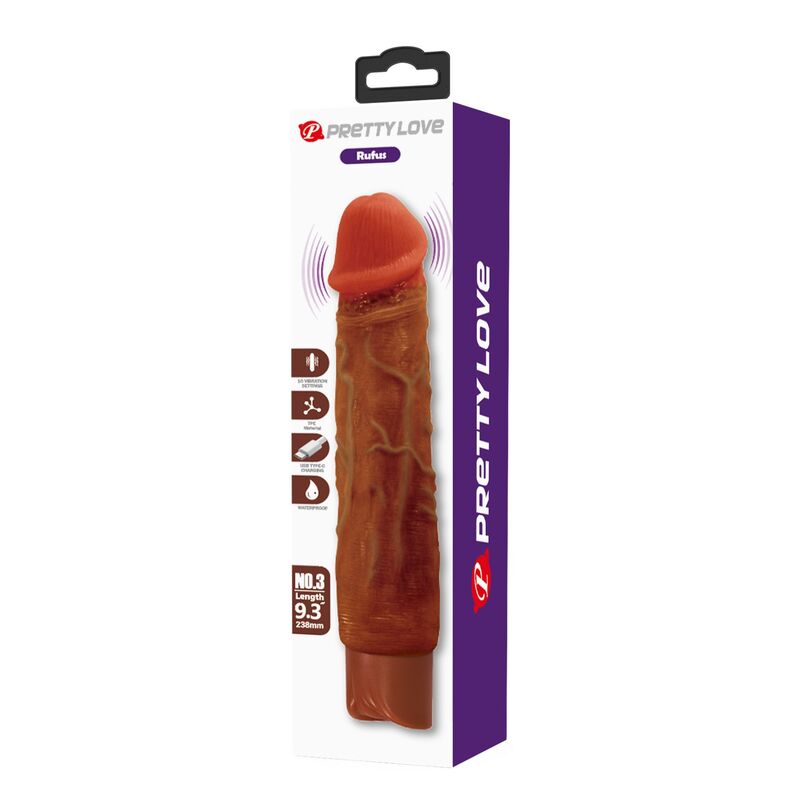 PRETTY LOVE - VIBRADOR REALISTA DUKE 23,5 CM Ø 4,8 CM MARROM