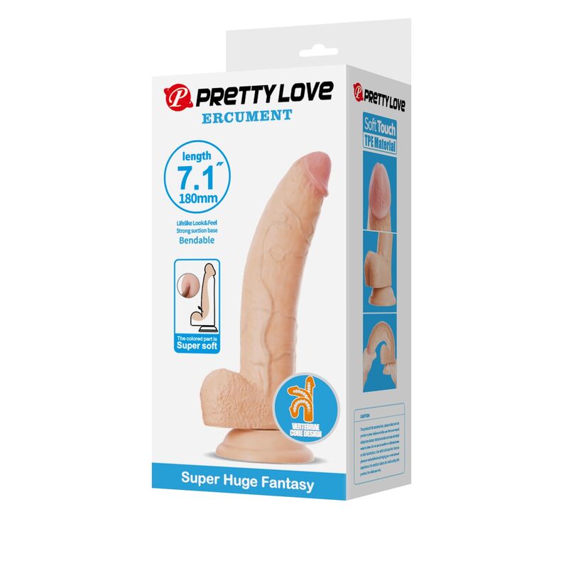 PRETTY LOVE - ELLCUMENT DILDO FLEXÍVEL REALISTA 18 CM Ø 4,5 CM TPE NATURAL