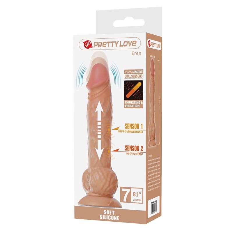 PRETTY LOVE - EREN DILDO VIBRATÓRIO COM EMPURRAÇÃO 20,5 CM Ø 4,5 CM NATURAL
