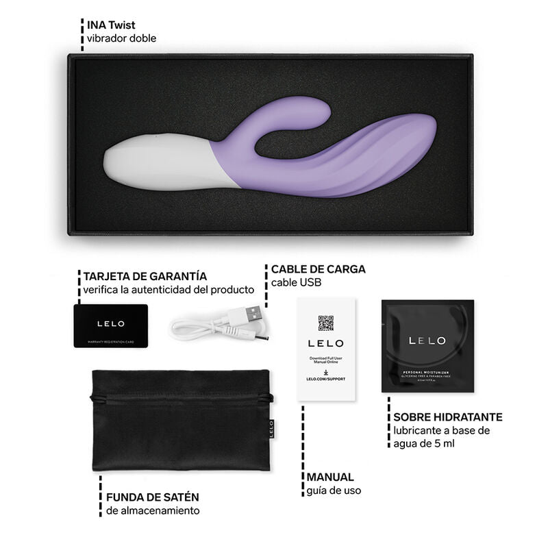 LELO - INA TWIST VIBRADOR DUPLO COELHO PARA PONTO G E CLITÓRIS LAVANDA