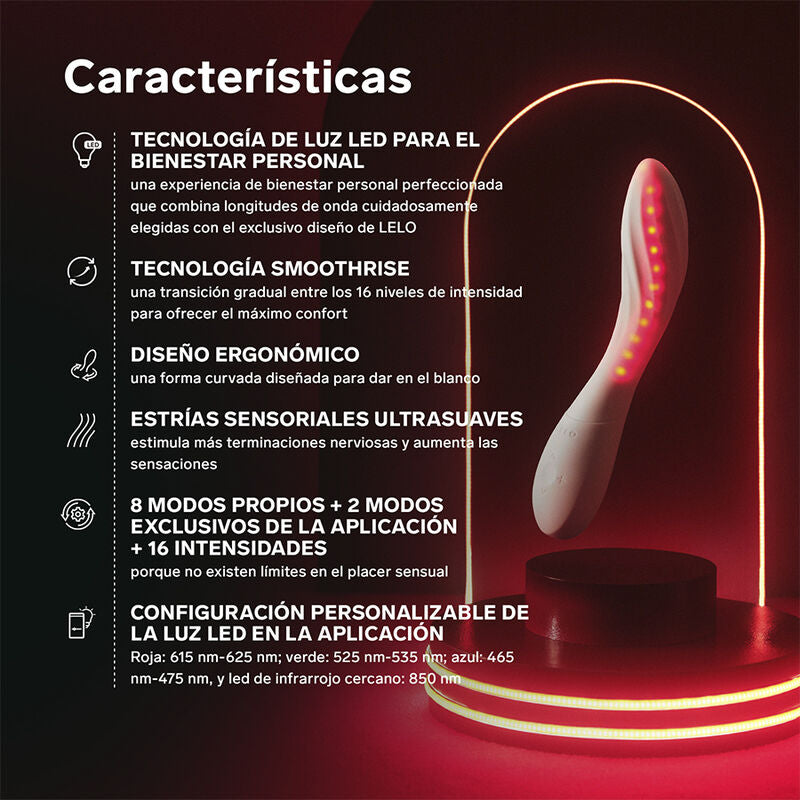 LELO - MONA SPECTRA MASSAGEADOR ÍNTIMO DE LUZ VERMELHA RECARREGÁVEL CONTROLADO POR APLICATIVO