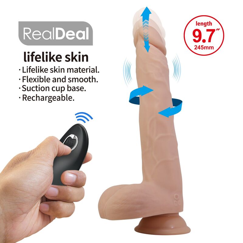 PRETTY LOVE - NOLAN DILDO VIBRATÓRIO COM CONTROLE REMOTO, 24,5 CM Ø 5 CM NATURAL