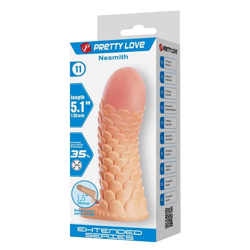 PRETTY LOVE - NESMITH MANGA EXTENSORA DE PÊNIS 13 CM Ø 3,8 CM NATURAL