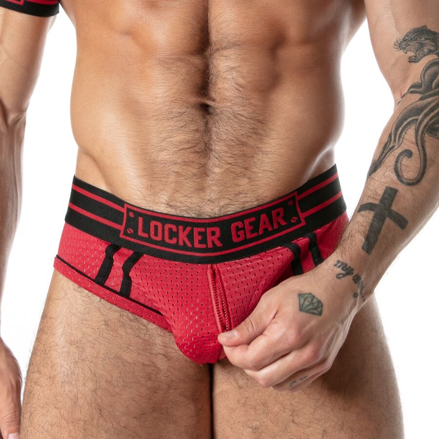 LOCKER GEAR - CUECA SUSTENIDO ESPORTIVA EM MALHA VERMELHA L