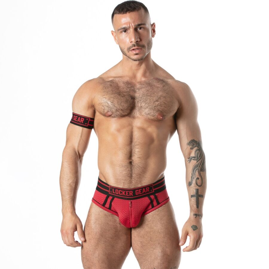 LOCKER GEAR - CUECA SHOW DE MALHA ESPORTIVA VERMELHA TAMANHO XL
