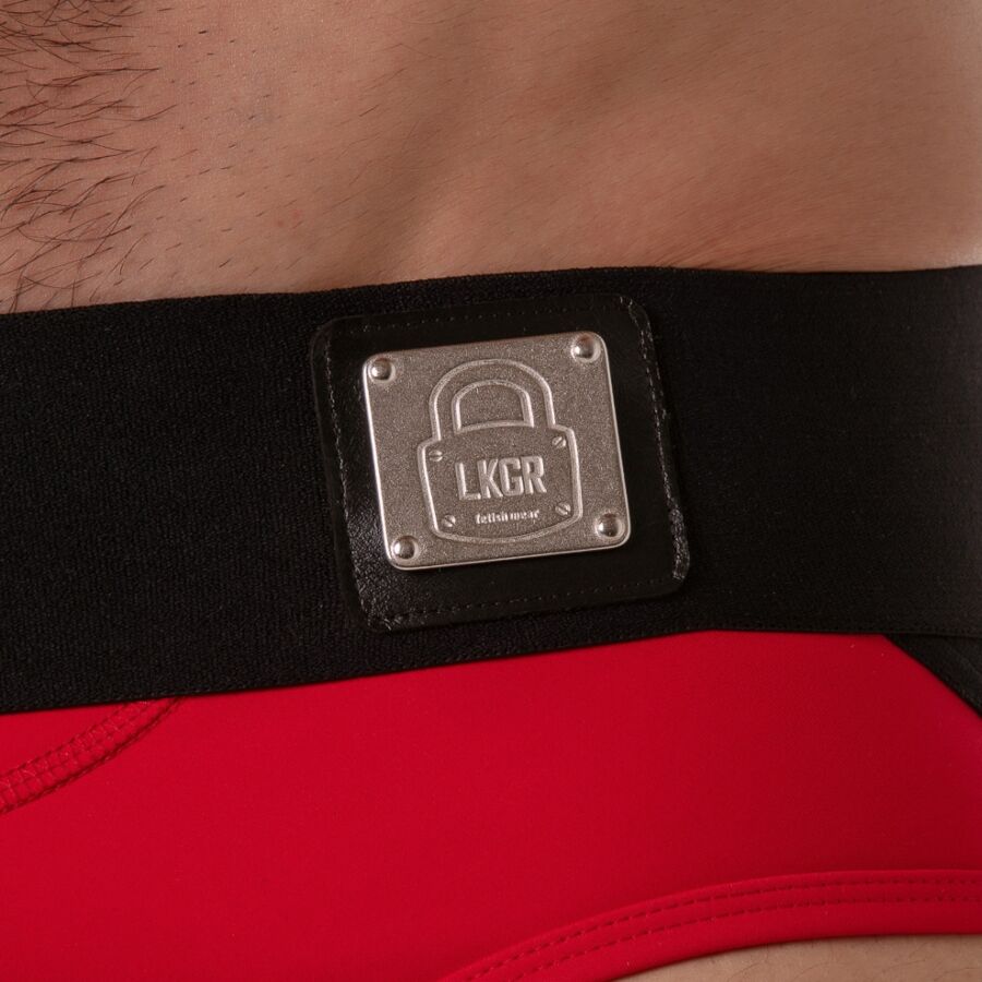 LOCKER GEAR - CUECA JOCK STOCK VERMELHA COM CÓS LARGO S